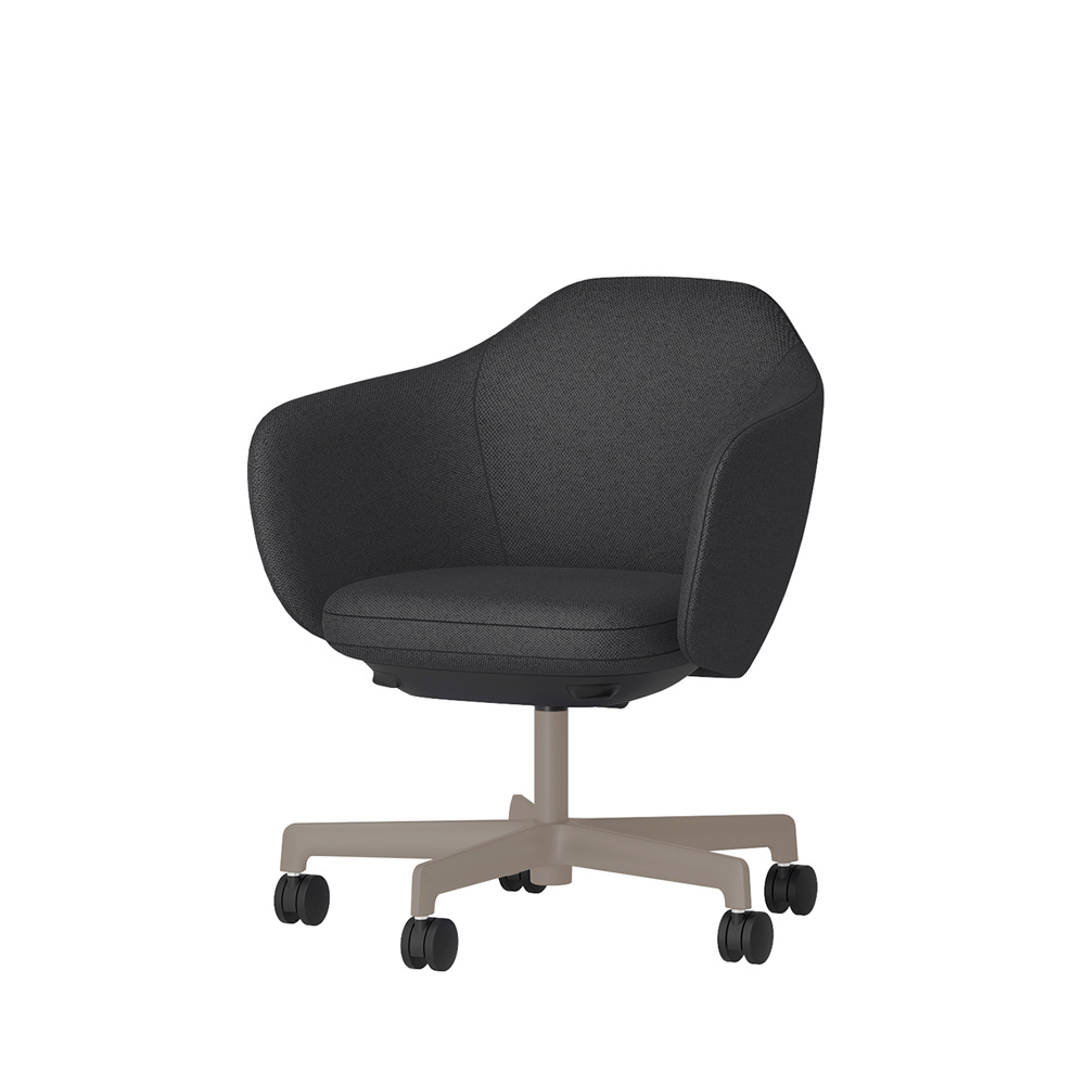 BIWA NST2KE-F528 low-type  (ロータイプ ) 5本昇降脚 KE / Fabric ( Knolll - Hourglass ) ナイロン双輪キャスター [ Leg: F5/ Satin Soft taupe | Seat : 27 / Alley ]