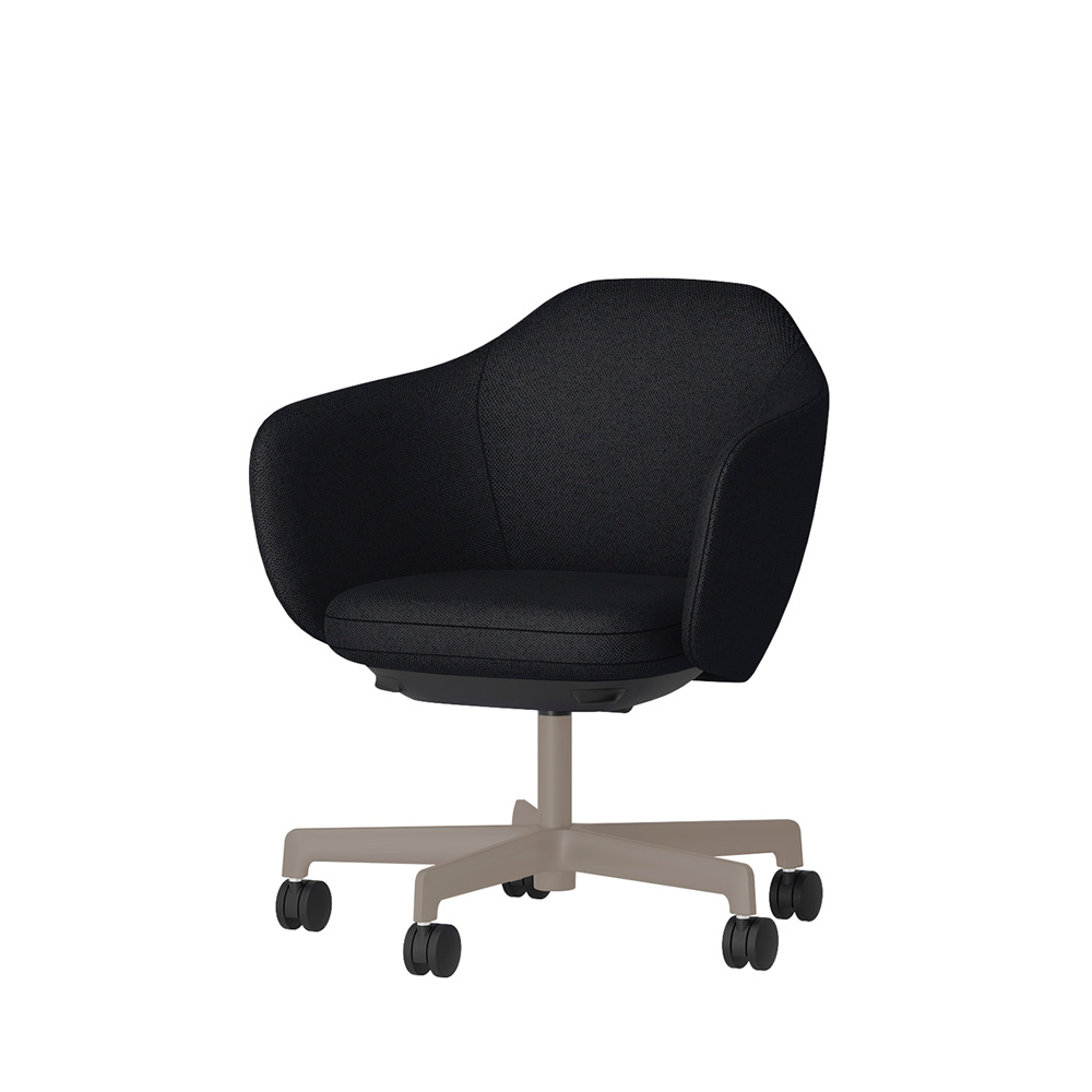 BIWA NST2KE-F503 low-type  (ロータイプ ) 5本昇降脚 KE / Fabric ( Knolll - Hourglass ) ナイロン双輪キャスター [ Leg: F5/ Satin Soft taupe | Seat : 28 / Caviar ]