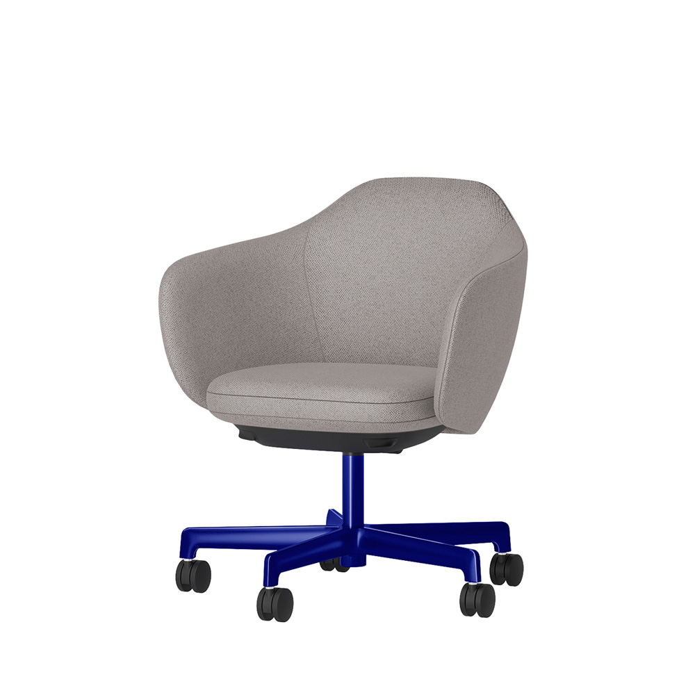BIWA NST2KE-GV322 low-type  (ロータイプ ) 5本昇降脚 KE / Fabric ( Knolll - Hourglass ) ナイロン双輪キャスター [ Leg: GV3/ Gloss Ultramarine | Seat : 24 / Misty ]