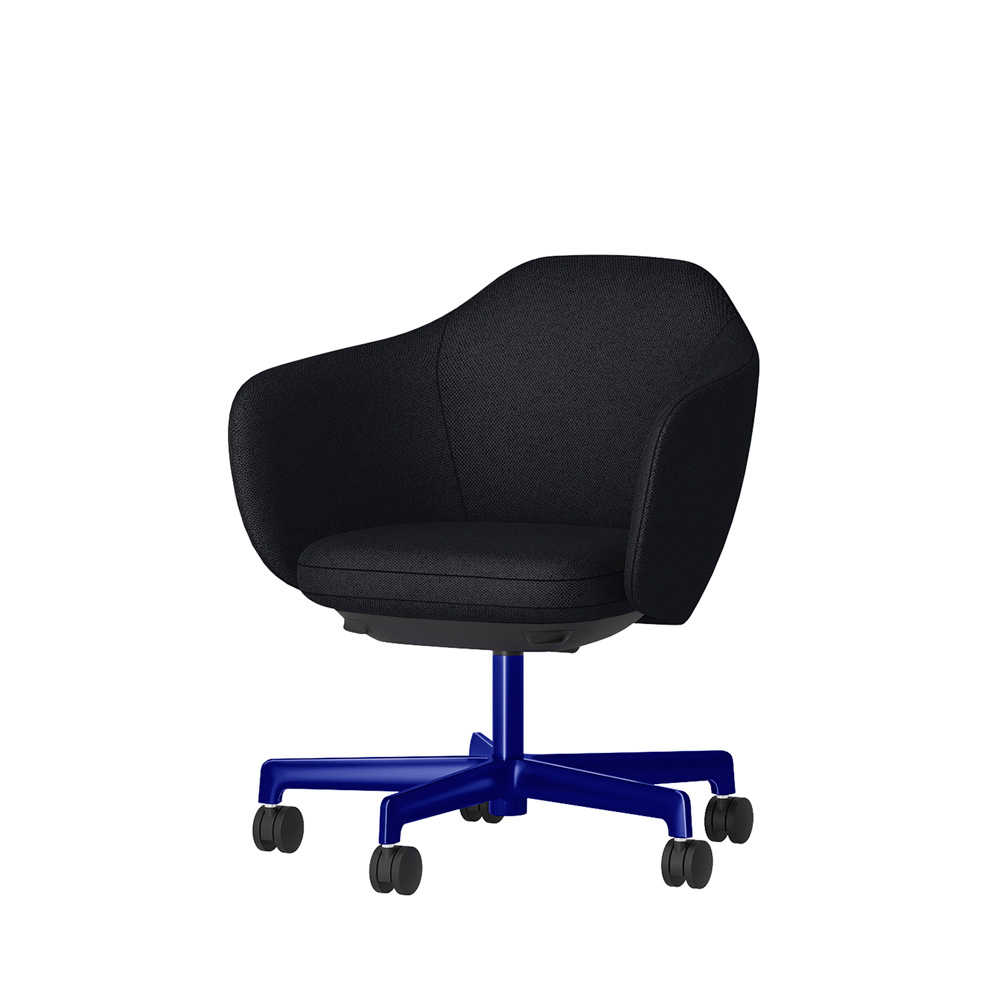 BIWA NST2KE-GV303 low-type  (ロータイプ ) 5本昇降脚 KE / Fabric ( Knolll - Hourglass ) ナイロン双輪キャスター [ Leg: GV3/ Gloss Ultramarine | Seat : 28 / Caviar ]