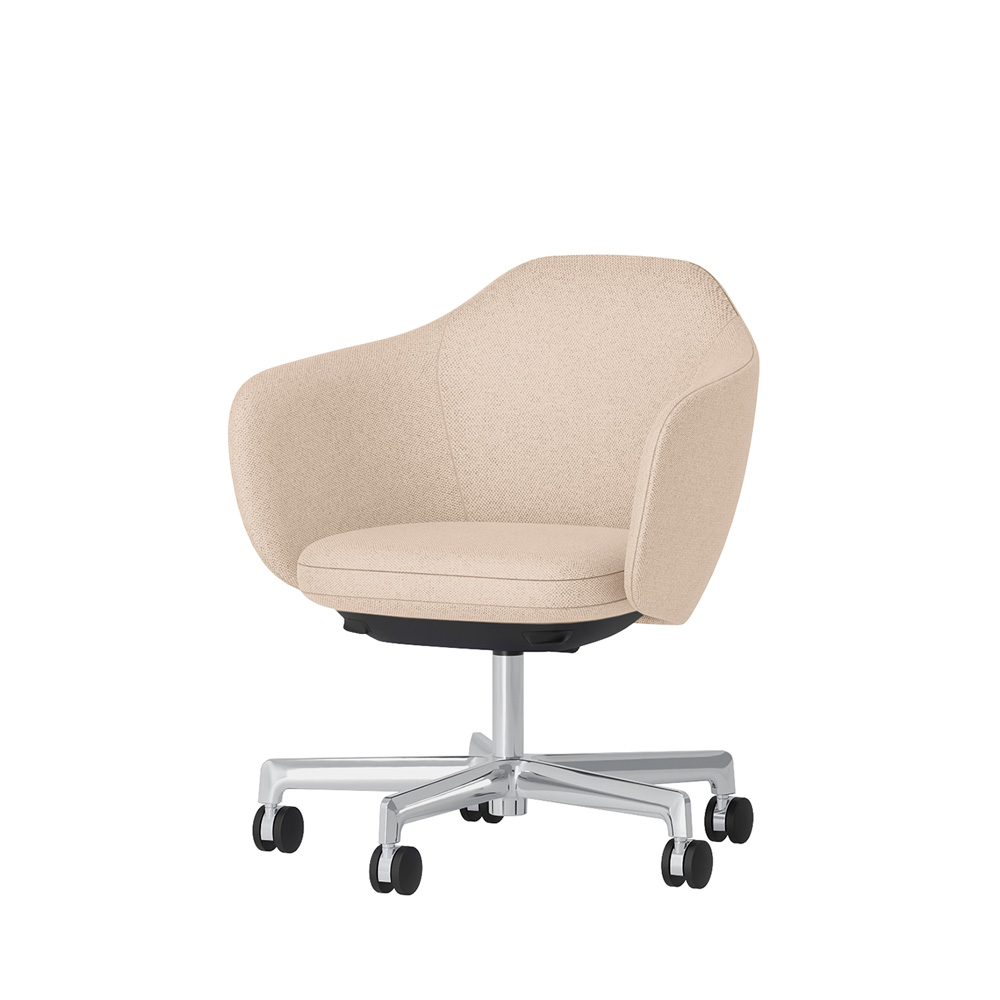 BIWA NST2KE-Z924 low-type  (ロータイプ ) 5本昇降脚 KE / Fabric ( Knolll - Hourglass ) ナイロン双輪キャスター [ Leg: Z9/ Aliminium Mirror | Seat : 03 / Sandbar ]
