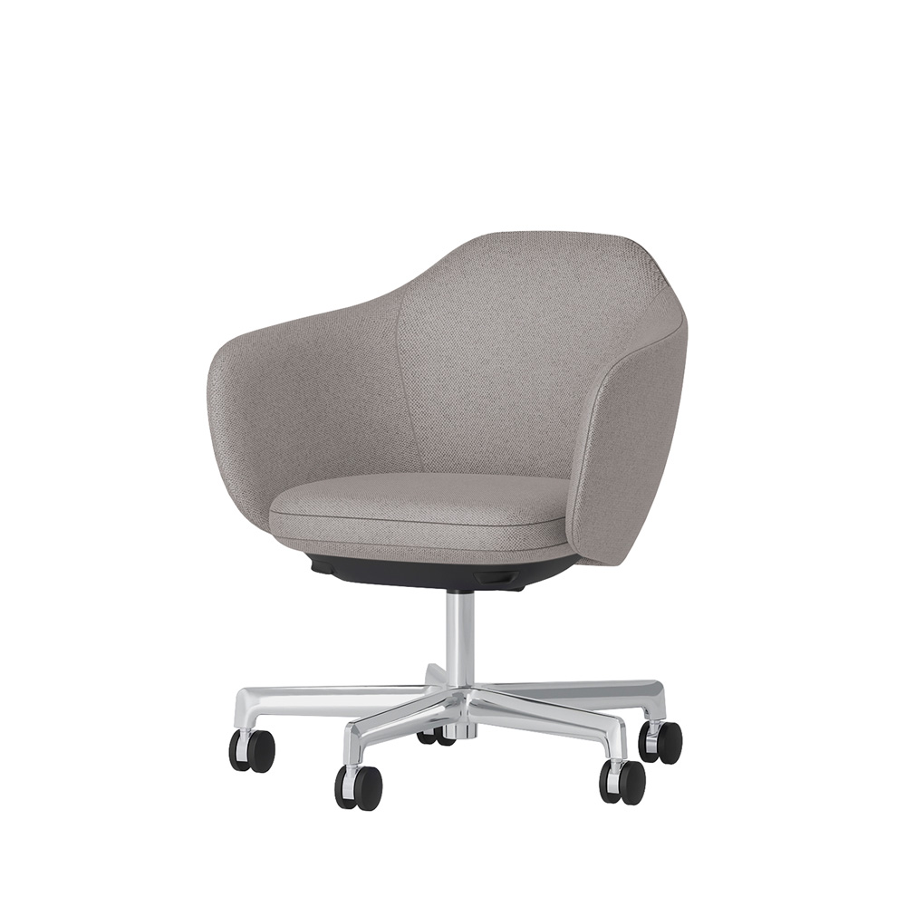 BIWA NST2KE-Z922 low-type  (ロータイプ ) 5本昇降脚 KE / Fabric ( Knolll - Hourglass ) ナイロン双輪キャスター [ Leg: Z9/ Aliminium Mirror | Seat : 24 / Misty ]
