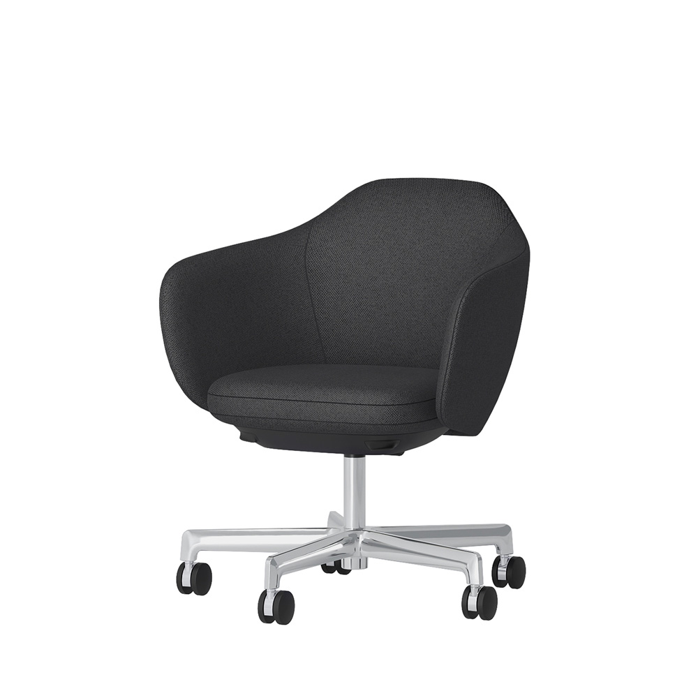BIWA NST2KE-Z928 low-type  (ロータイプ ) 5本昇降脚 KE / Fabric ( Knolll - Hourglass ) ナイロン双輪キャスター [ Leg: Z9/ Aliminium Mirror | Seat : 27 / Alley ]