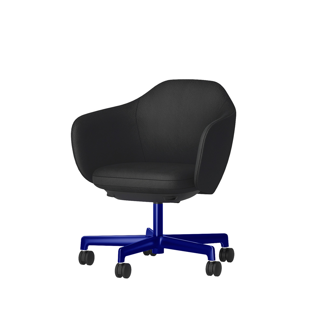 BIWA NST2KFM-W220 low-type  (ロータイプ ) 5本昇降脚 KF / Synthetic Leather ( Knoll - Prairie ) ナイロン双輪キャスター [ Leg: GV3/ Gloss Ultramarine | Seat : 18 / Bison ]