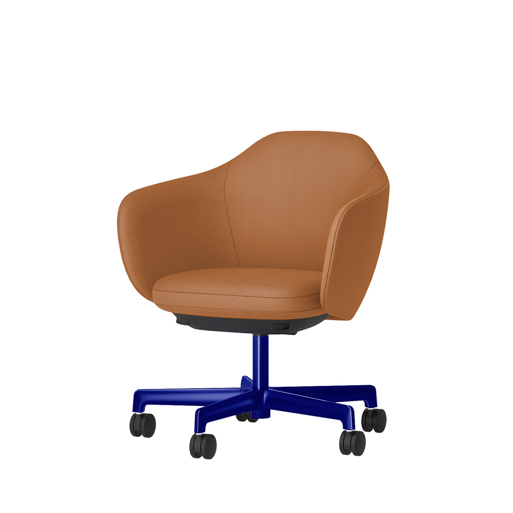 BIWA NST2KF-GV315 low-type  (ロータイプ ) 5本昇降脚 KF / Synthetic Leather ( Knoll - Prairie ) ナイロン双輪キャスター [ Leg: GV3/ Gloss Ultramarine | Seat : 27 / Alley ]