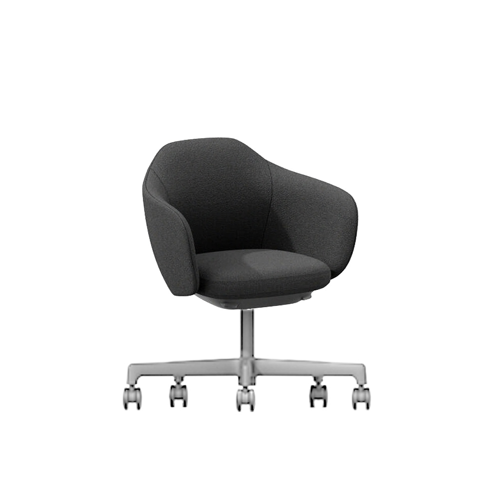 BIWA NST2KFM-GT920 low-type  (ロータイプ ) 5本昇降脚 KF / Synthetic Leather ( Knoll - Prairie ) ナイロン双輪キャスター [ Leg: Z9/ Aliminium Mirror | Seat : 18 / Bison ]