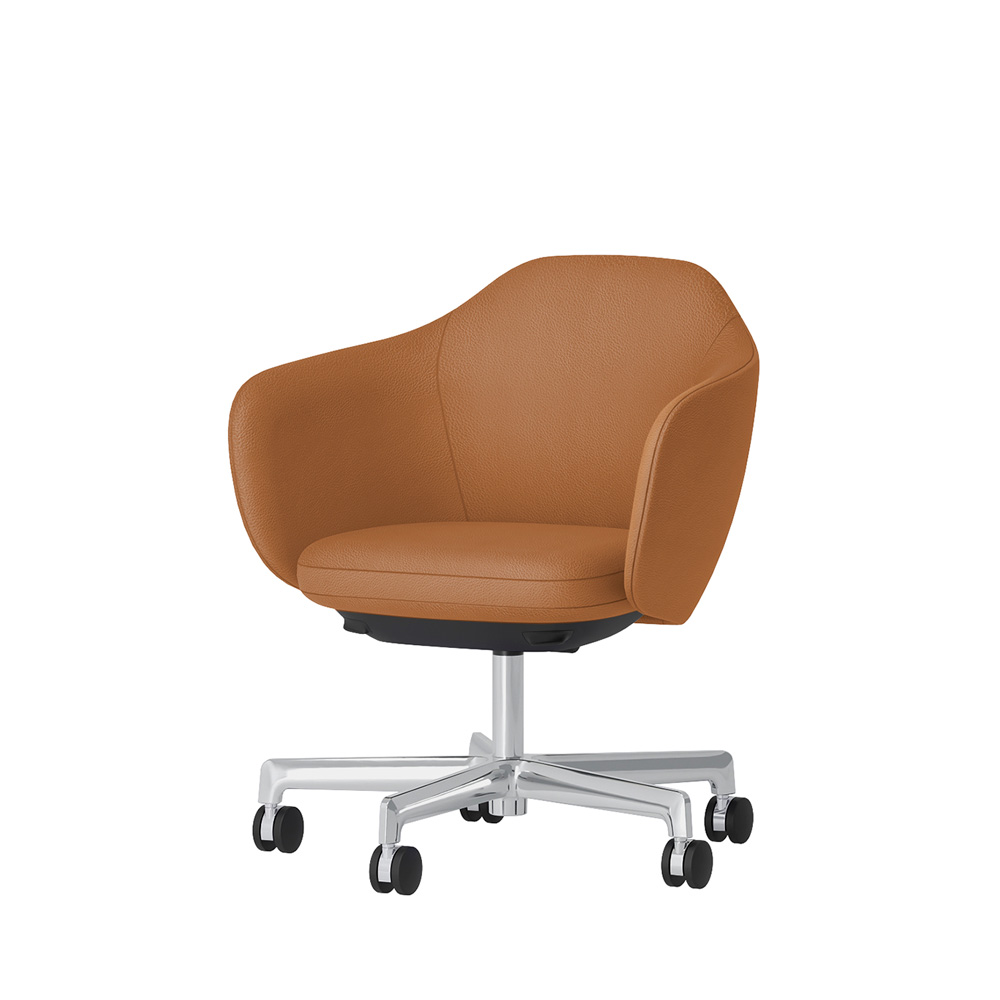 BIWA NST2KF-Z915 low-type  (ロータイプ ) 5本昇降脚 KF / Synthetic Leather ( Knoll - Prairie ) ナイロン双輪キャスター [ Leg: Z9/ Aliminium Mirror | Seat : 27 / Alley ]