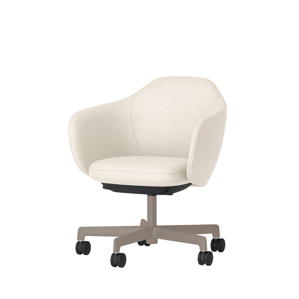 BIWA NST2CM-F5H8 low-type  (ロータイプ ) 5本昇降脚 TS / Fabric ( Kvadrat - Saxiion ) ナイロン双輪キャスター [ Leg: F5/ Satin Soft taupe | Seat : 107 ]