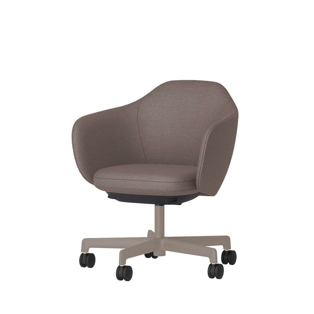 BIWA NST2CMM-F5H8 low-type  (ロータイプ ) 5本昇降脚 TS / Fabric ( Kvadrat - Saxiion ) ナイロン双輪キャスター [ Leg: F5/ Satin Soft taupe | Seat : 367 ]
