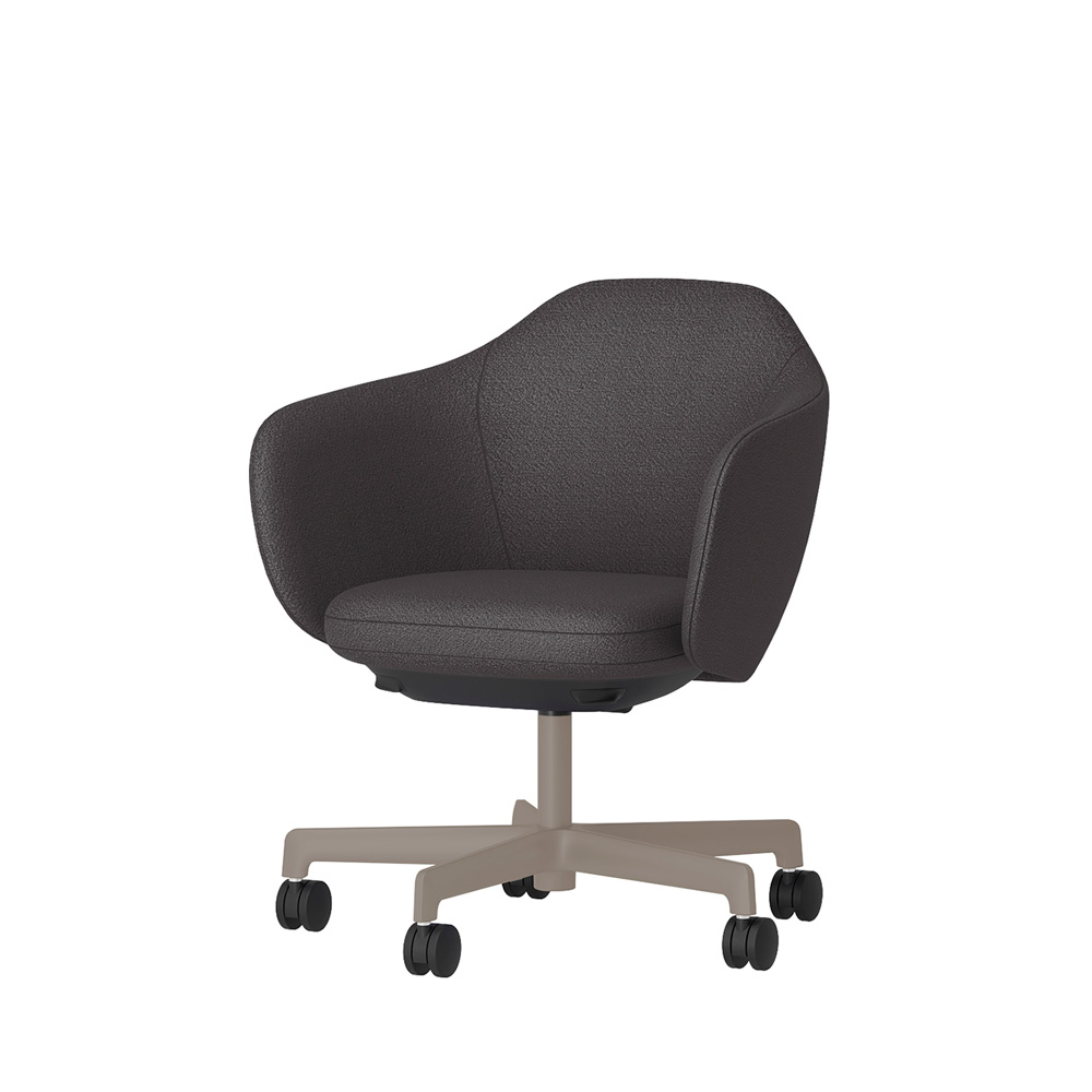BIWA NST2CMM-F5W2 low-type  (ロータイプ ) 5本昇降脚 TS / Fabric ( Kvadrat - Saxiion ) ナイロン双輪キャスター [ Leg: F5/ Satin Soft taupe | Seat : 177 ]