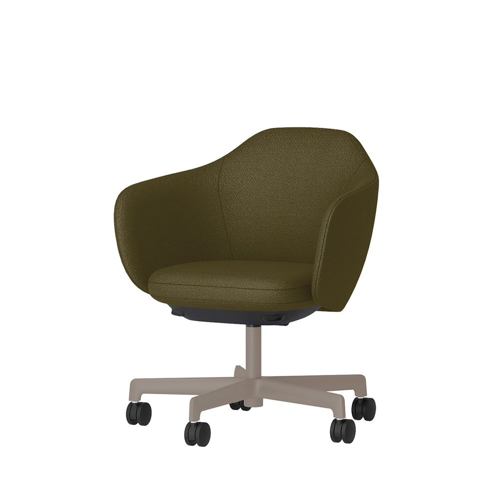 BIWA NST2CM-F5W2 low-type  (ロータイプ ) 5本昇降脚 TS / Fabric ( Kvadrat - Saxiion ) ナイロン双輪キャスター [ Leg: F5/ Satin Soft taupe | Seat : 987 ]