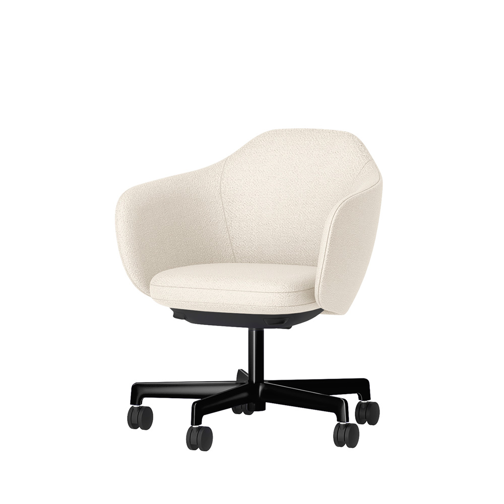 BIWA NST2KE-F527 low-type  (ロータイプ ) 5本昇降脚 TS / Fabric ( Kvadrat - Saxiion ) ナイロン双輪キャスター [ Leg: GT1/ Gloss Black T | Seat : 107 ]