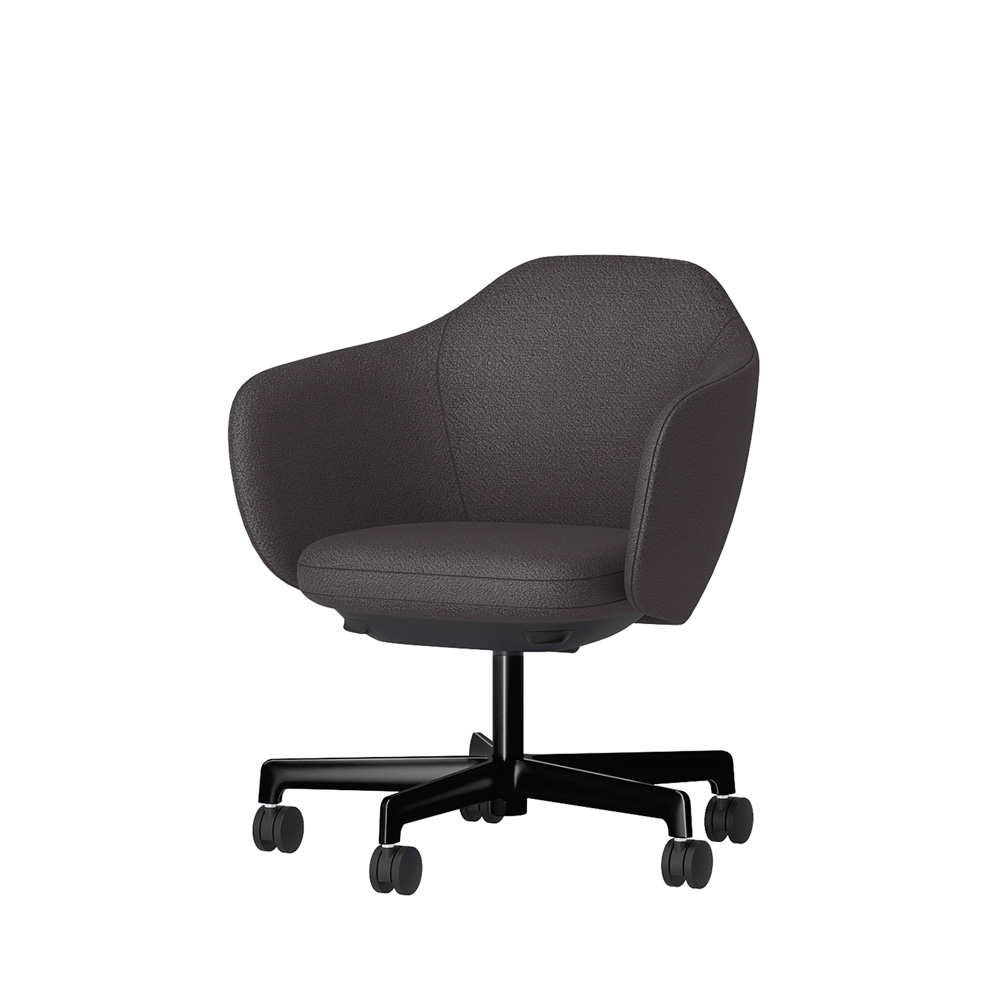 BIWA NST2KEM-F503 low-type  (ロータイプ ) 5本昇降脚 TS / Fabric ( Kvadrat - Saxiion ) ナイロン双輪キャスター [ Leg: GT1/ Gloss Black T | Seat : 177 ]