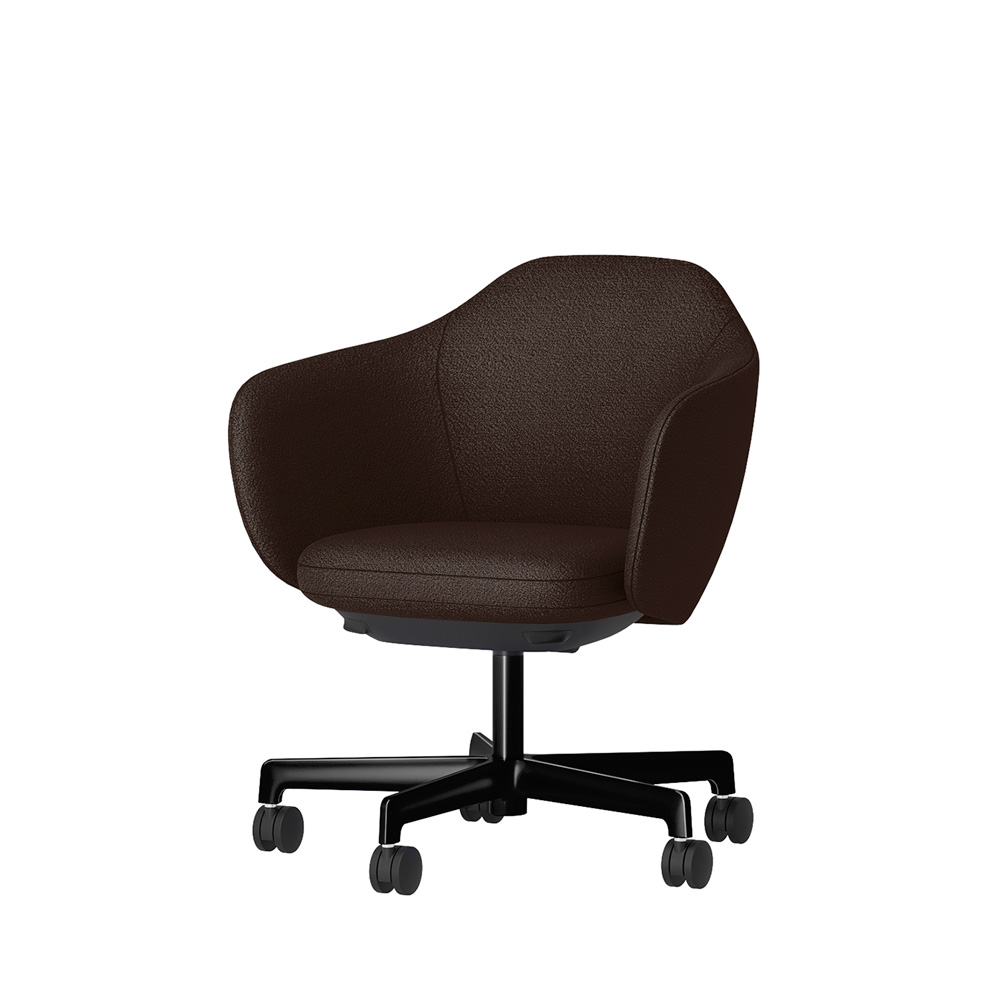 BIWA NST2KEM-F524 low-type  (ロータイプ ) 5本昇降脚 TS / Fabric ( Kvadrat - Saxiion ) ナイロン双輪キャスター [ Leg: GT1/ Gloss Black T | Seat : 397 ]