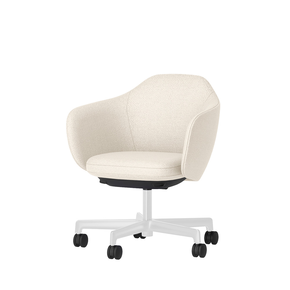 BIWA NST2KE-W227 low-type  (ロータイプ ) 5本昇降脚 TS / Fabric ( Kvadrat - Saxiion ) ナイロン双輪キャスター [ Leg: GT9/ Gloss White T | Seat : 107 ]