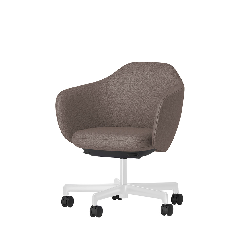BIWA NST2KEM-W222 low-type  (ロータイプ ) 5本昇降脚 TS / Fabric ( Kvadrat - Saxiion ) ナイロン双輪キャスター [ Leg: GT9/ Gloss White T | Seat : 367 ]
