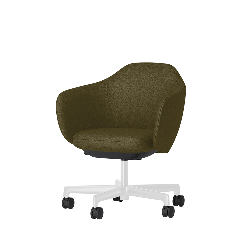 BIWA NST2KEM-W212 low-type  (ロータイプ ) 5本昇降脚 TS / Fabric ( Kvadrat - Saxiion ) ナイロン双輪キャスター [ Leg: GT9/ Gloss White T | Seat : 987 ]