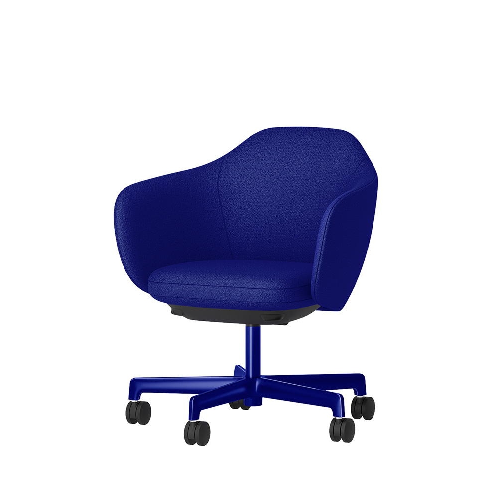 BIWA NST2CMM-GT9H8 low-type  (ロータイプ ) 5本昇降脚 TS / Fabric ( Kvadrat - Saxiion ) ナイロン双輪キャスター [ Leg: GV3/ Gloss Ultramarine | Seat : 757 ]