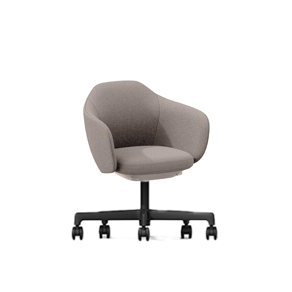 BIWA NST2CMM-GV3W2 low-type  (ロータイプ ) 5本昇降脚 TS / Fabric ( Kvadrat - Saxiion ) ナイロン双輪キャスター [ Leg: W2/ Satin Off blacjk W | Seat : 367 ]