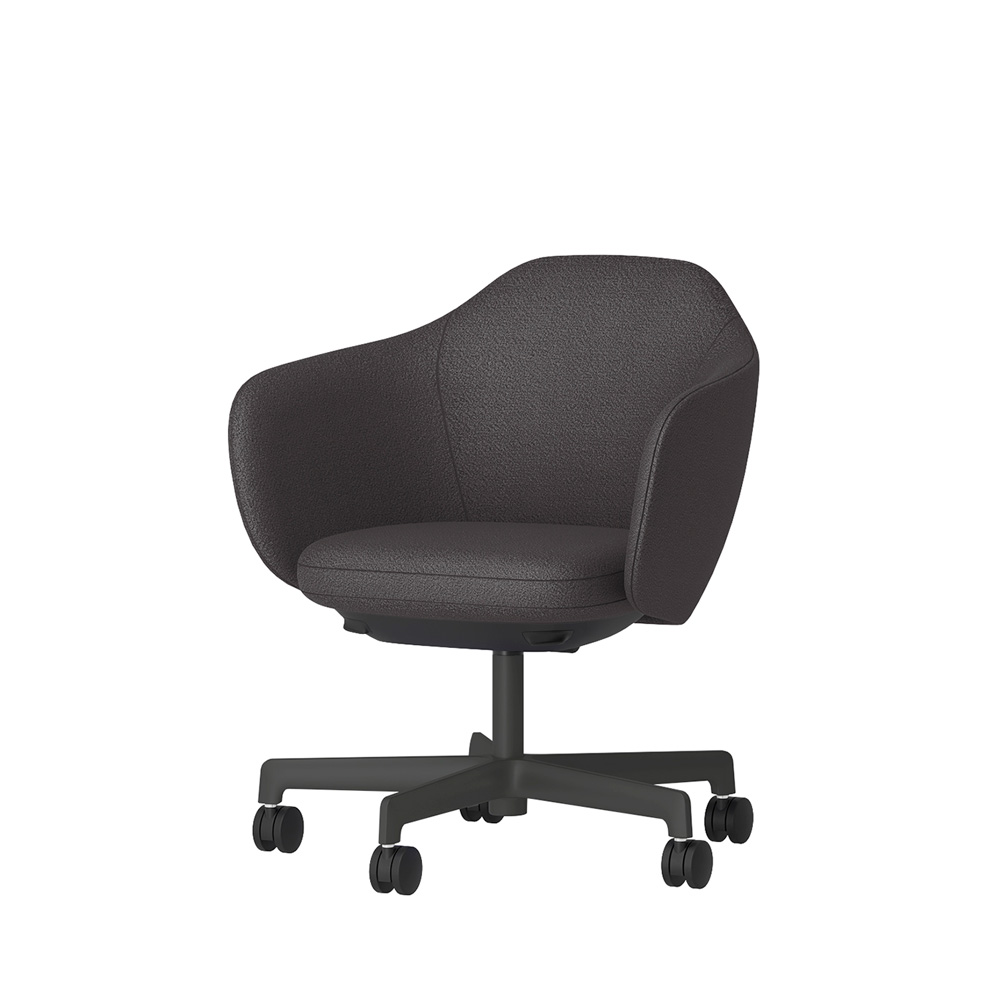 BIWA NST2CM-GT1C5 low-type  (ロータイプ ) 5本昇降脚 TS / Fabric ( Kvadrat - Saxiion ) ナイロン双輪キャスター [ Leg: W2/ Satin Off blacjk W | Seat : 177 ]
