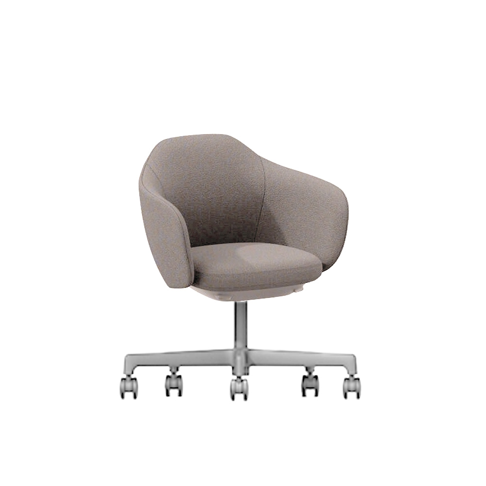 BIWA NST2KEM-GV322 low-type  (ロータイプ ) 5本昇降脚 TS / Fabric ( Kvadrat - Saxiion ) ナイロン双輪キャスター [ Leg: Z9/ Aliminium Mirror | Seat : 367 ]