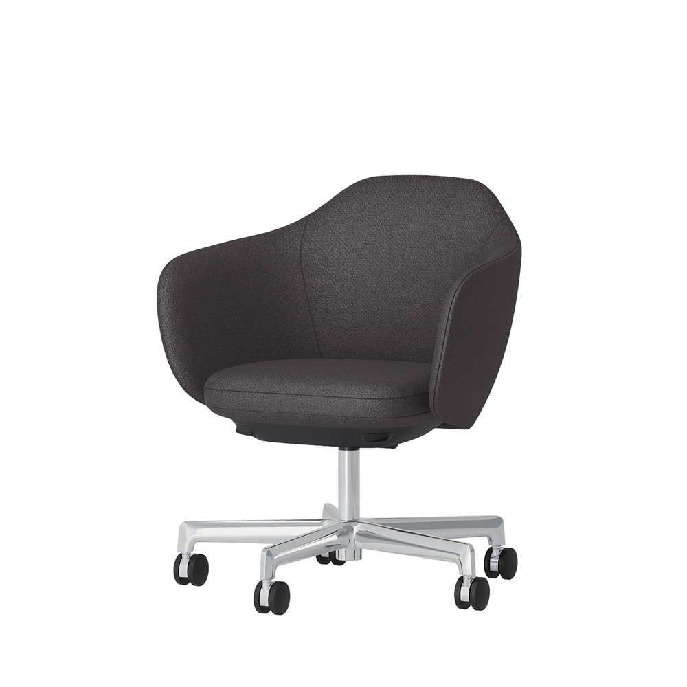 BIWA NST2KEM-GV303 low-type  (ロータイプ ) 5本昇降脚 TS / Fabric ( Kvadrat - Saxiion ) ナイロン双輪キャスター [ Leg: Z9/ Aliminium Mirror | Seat : 177 ]