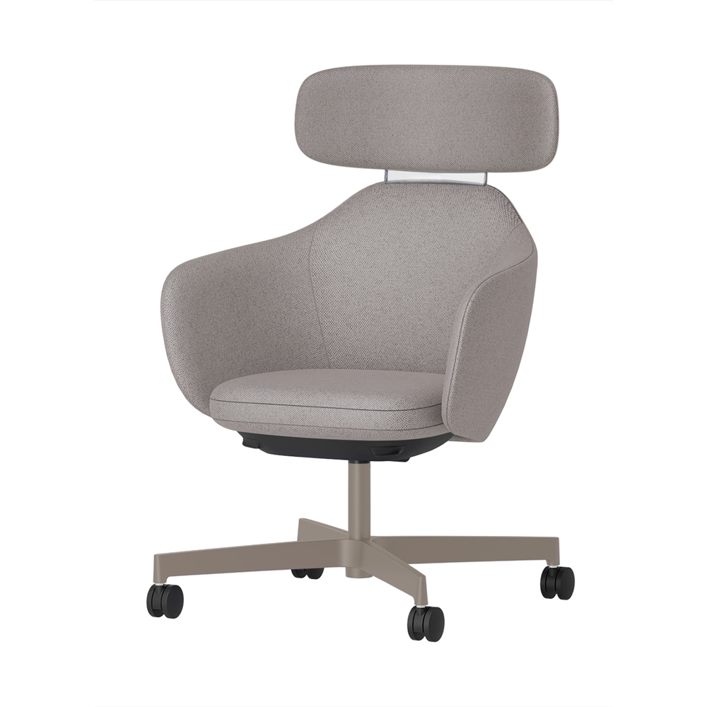 BIWA NST3KE-F524 high-type ( ハイタイプ ) 4本昇降脚 KE / Fabric ( Knolll - Hourglass ) ナイロン双輪キャスター [ Leg: F5/ Satin Soft taupe | Backlest&Seat : 24 / Misty ]