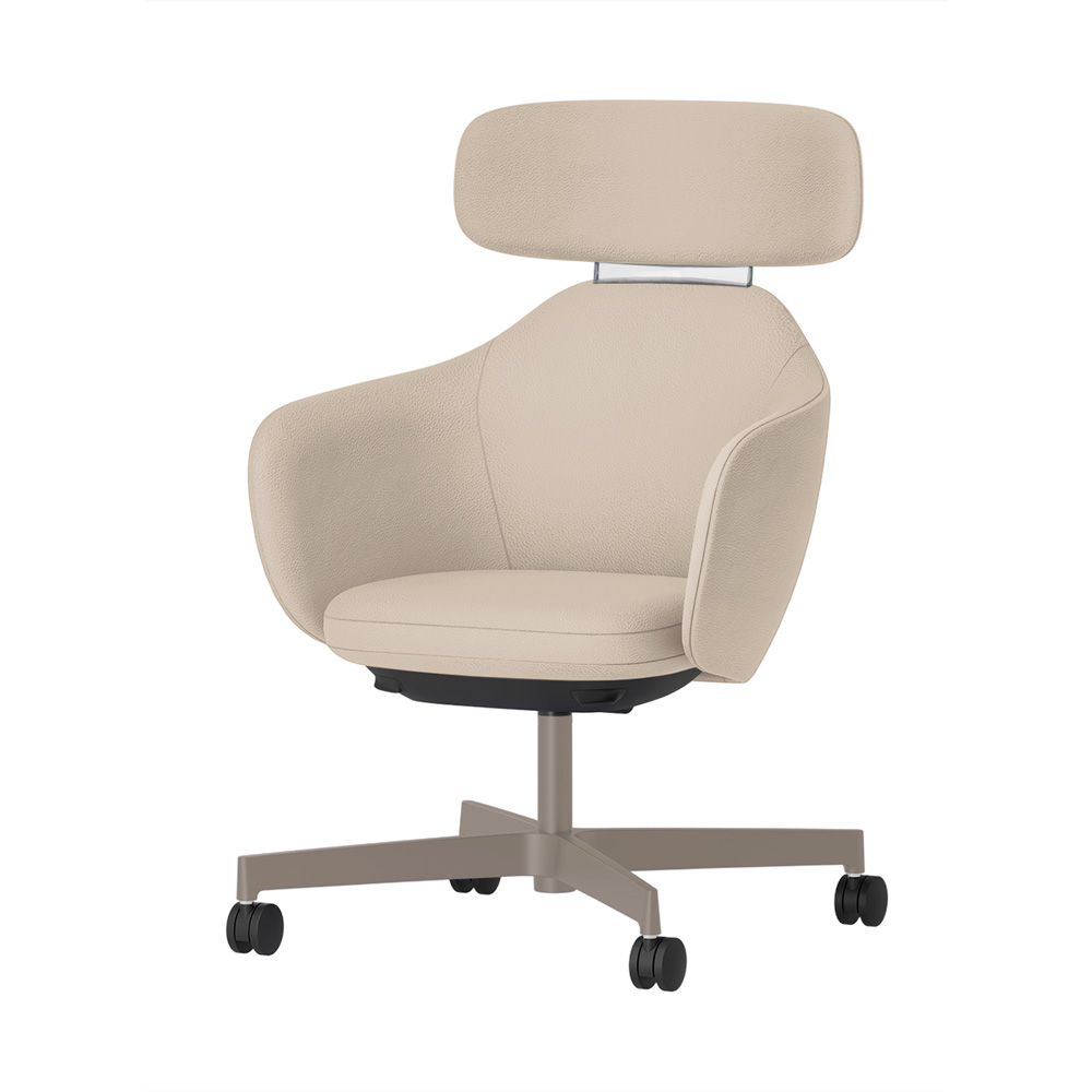 BIWA NST3KF-F520 high-type ( ハイタイプ ) 4本昇降脚 KF / Synthetic Leather ( Knoll - Prairie ) ナイロン双輪キャスター [ Leg: F5/ Satin Soft taupe | Backlest&Seat : 20 / Stone ]