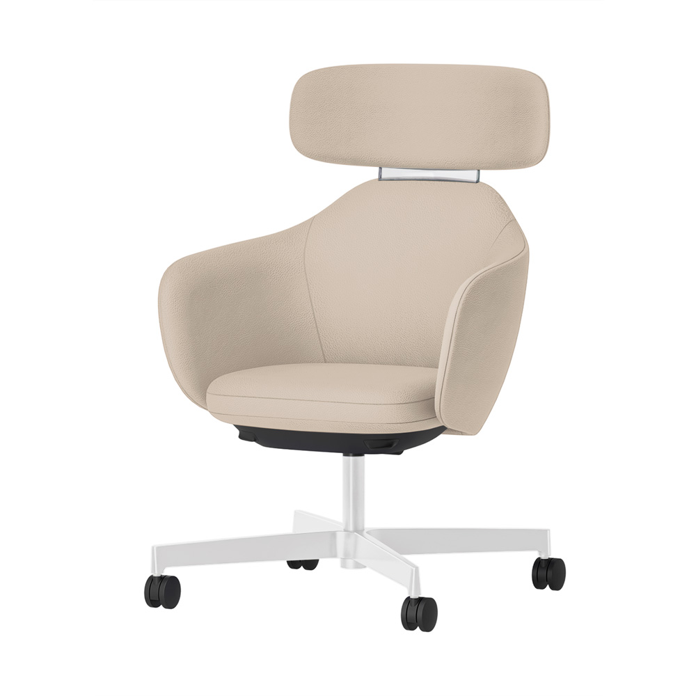 BIWA NST3KF-GT920 high-type ( ハイタイプ ) 4本昇降脚 KF / Synthetic Leather ( Knoll - Prairie ) ナイロン双輪キャスター [ Leg: GT9/ Gloss White T | Backlest&Seat : 20 / Stone ]