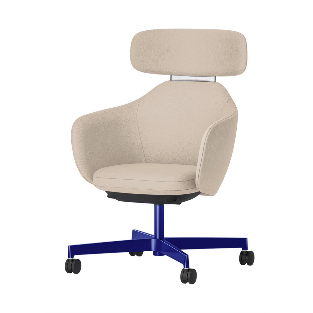 BIWA NST3KF-GV320 high-type ( ハイタイプ ) 4本昇降脚 KF / Synthetic Leather ( Knoll - Prairie ) ナイロン双輪キャスター [ Leg: GV3/ Gloss Ultramarine | Backlest&Seat : 20 / Stone ]