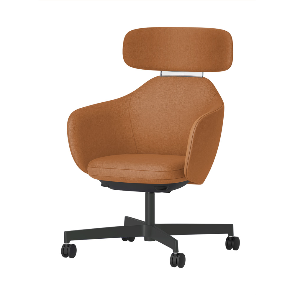 BIWA NST3KF-W227 high-type ( ハイタイプ ) 4本昇降脚 KF / Synthetic Leather ( Knoll - Prairie ) ナイロン双輪キャスター [ Leg: W2/ Satin Off blacjk W | Backlest&Seat : 27 / Alley ]
