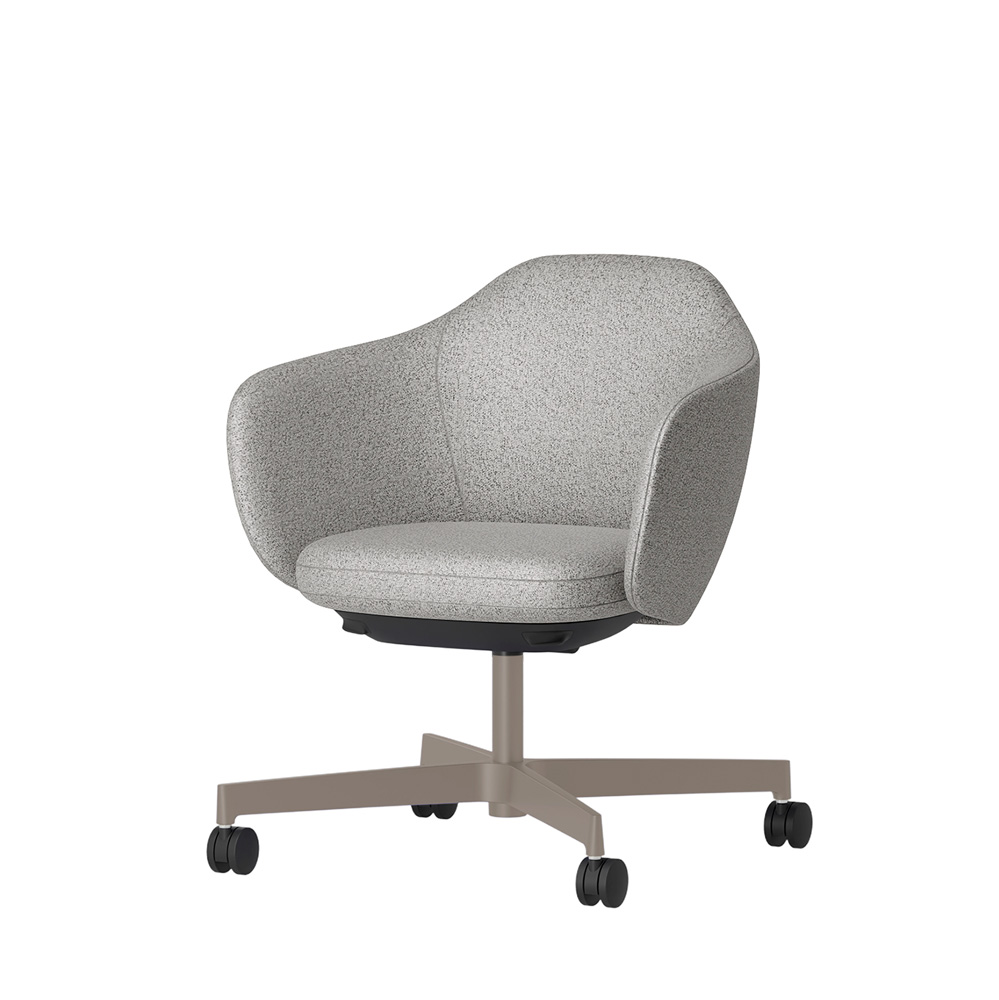 BIWA NST4CM-F5H8 low-type  (ロータイプ ) 4本昇降脚 CM / Fabric ( Sable ) ナイロン双輪キャスター [ Leg: F5/ Satin Soft taupe | Seat : C5 / Grey C ]