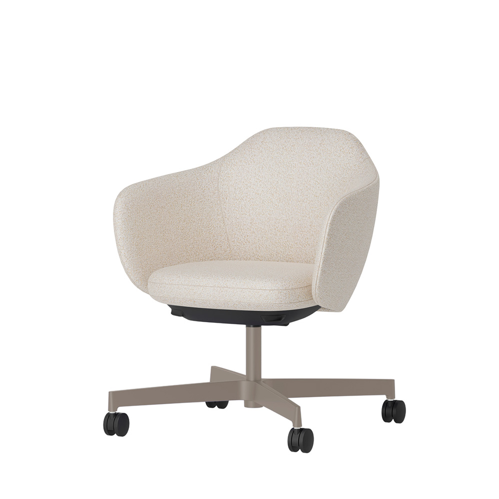 BIWA NST3KFM-Z920 low-type  (ロータイプ ) 4本昇降脚 CM / Fabric ( Sable ) ナイロン双輪キャスター [ Leg: F5/ Satin Soft taupe | Seat : H8 / Milky white ]