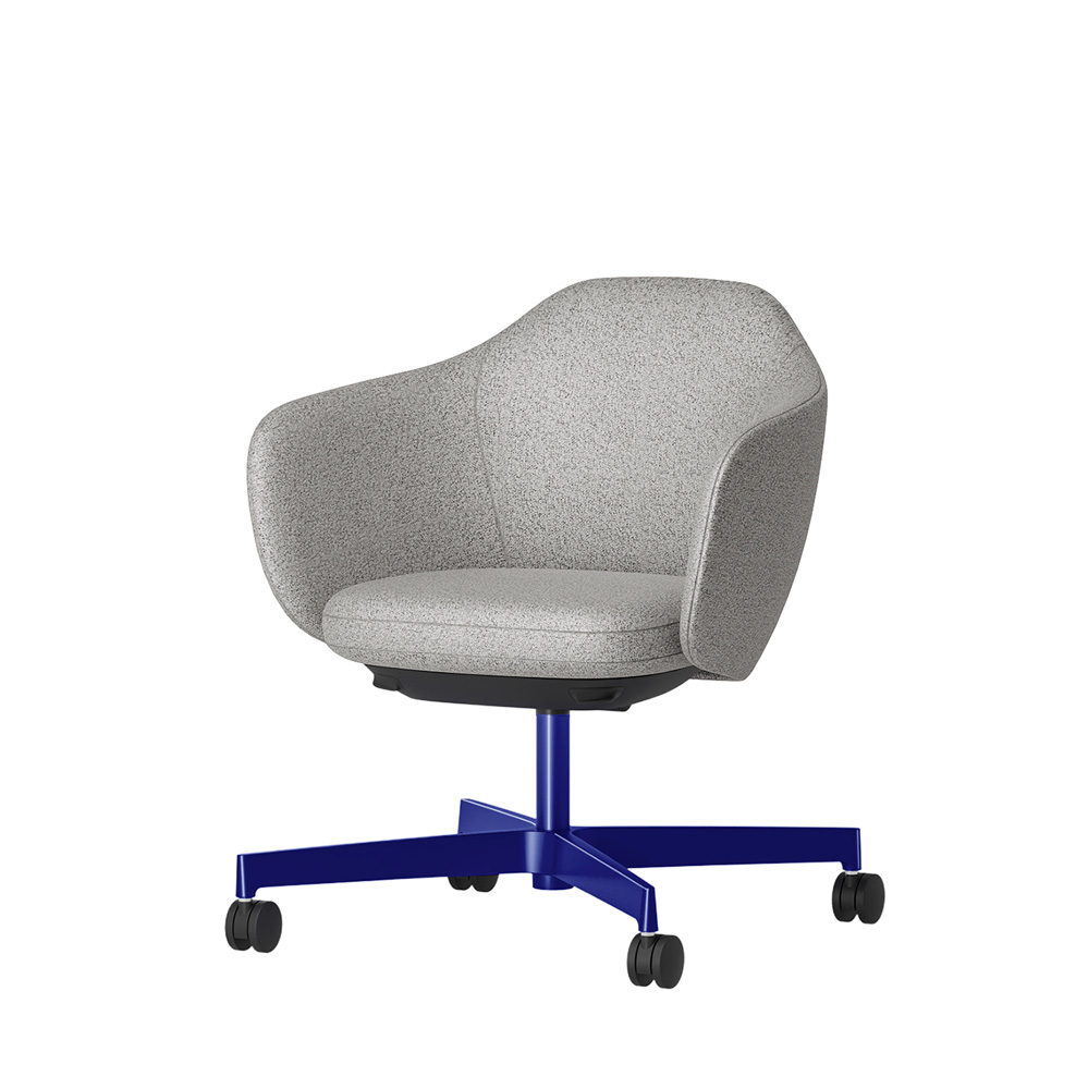 BIWA NST4CM-GV3H8 low-type  (ロータイプ ) 4本昇降脚 CM / Fabric ( Sable ) ナイロン双輪キャスター [ Leg: GV3/ Gloss Ultramarine | Seat : C5 / Grey C ]