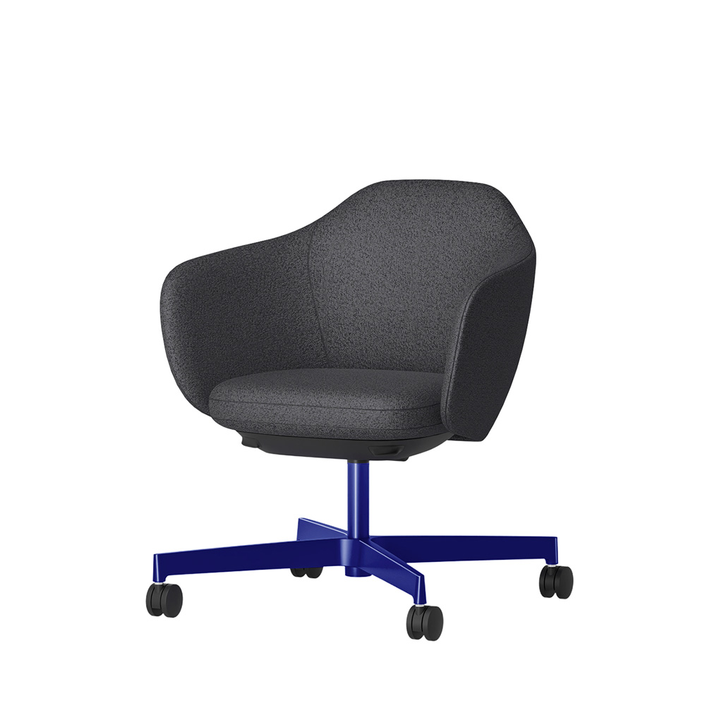 BIWA NST4CM-GV3C5 low-type  (ロータイプ ) 4本昇降脚 CM / Fabric ( Sable ) ナイロン双輪キャスター [ Leg: GV3/ Gloss Ultramarine | Seat : W2 / Off black W ]