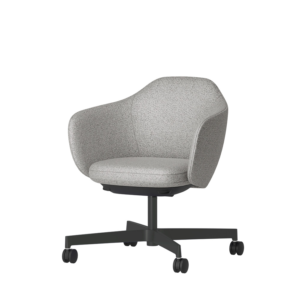 BIWA NST4CM-W2H8 low-type  (ロータイプ ) 4本昇降脚 CM / Fabric ( Sable ) ナイロン双輪キャスター [ Leg: W2/ Satin Off blacjk W | Seat : C5 / Grey C ]