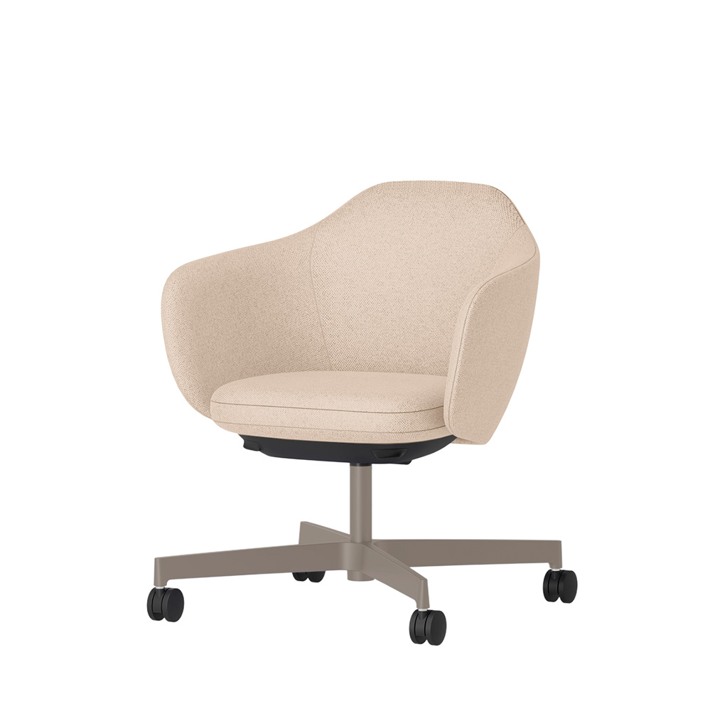 BIWA NST4KE-F524 low-type  (ロータイプ ) 4本昇降脚 KE / Fabric ( Knolll - Hourglass ) ナイロン双輪キャスター [ Leg: F5/ Satin Soft taupe | Seat : 03 / Sandbar ]