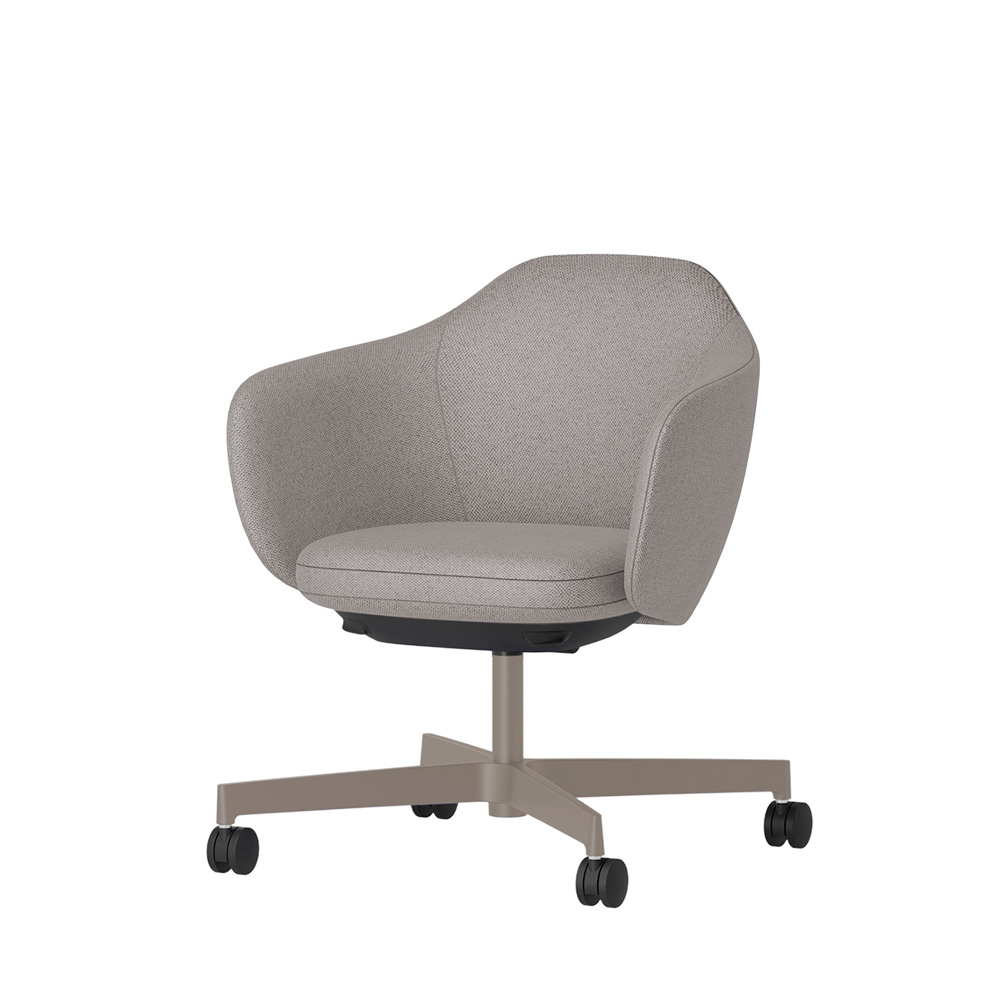 BIWA NST4KE-F522 low-type  (ロータイプ ) 4本昇降脚 KE / Fabric ( Knolll - Hourglass ) ナイロン双輪キャスター [ Leg: F5/ Satin Soft taupe | Seat : 24 / Misty ]