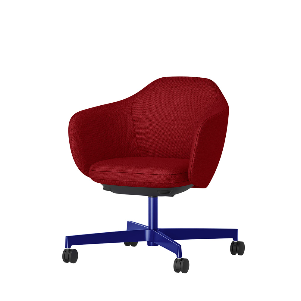 BIWA NST4KEM-W227 low-type  (ロータイプ ) 4本昇降脚 KE / Fabric ( Knolll - Hourglass ) ナイロン双輪キャスター [ Leg: GV3/ Gloss Ultramarine | Seat : 10 / Flame ]