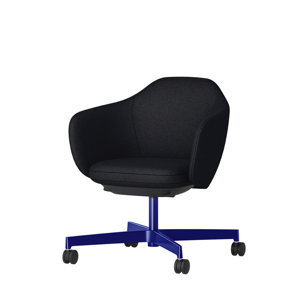 BIWA NST4KE-GV303 low-type  (ロータイプ ) 4本昇降脚 KE / Fabric ( Knolll - Hourglass ) ナイロン双輪キャスター [ Leg: GV3/ Gloss Ultramarine | Seat : 28 / Caviar ]