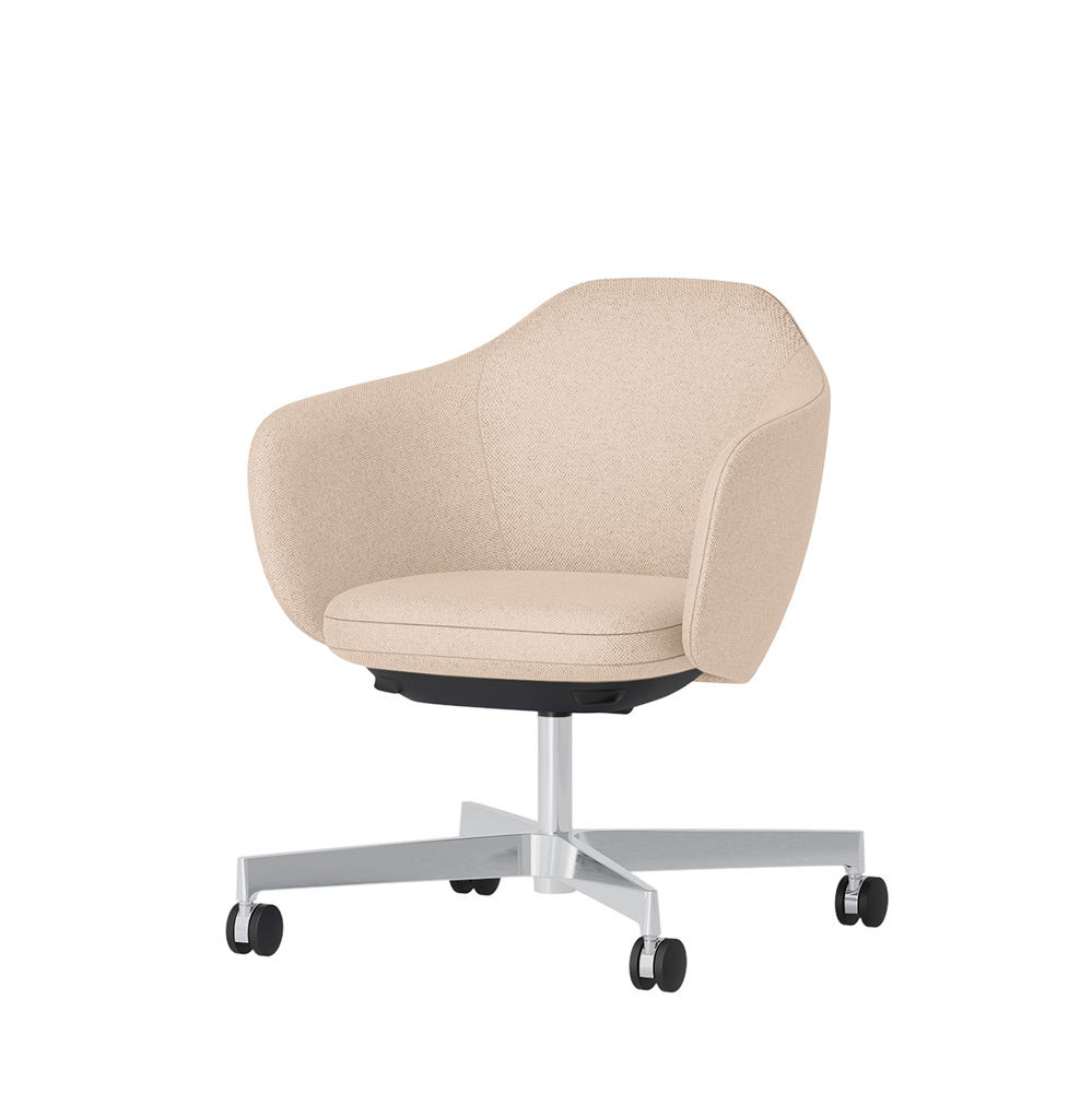 BIWA NST4KE-Z924 low-type  (ロータイプ ) 4本昇降脚 KE / Fabric ( Knolll - Hourglass ) ナイロン双輪キャスター [ Leg: Z9/ Aliminium Mirror | Seat : 03 / Sandbar ]