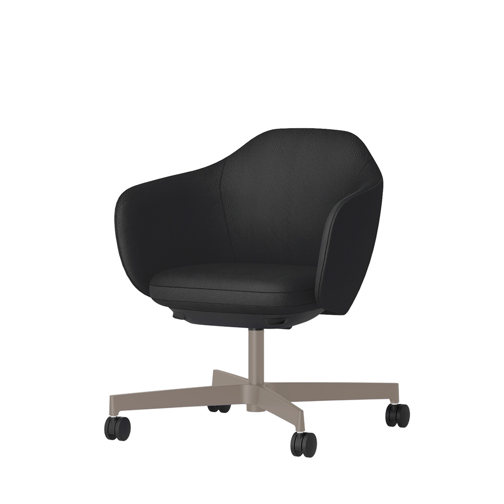 BIWA NST4TSM-Z977 low-type  (ロータイプ ) 4本昇降脚 KF / Synthetic Leather ( Knoll - Prairie ) ナイロン双輪キャスター [ Leg: F5/ Satin Soft taupe | Seat : 18 / Bison ]