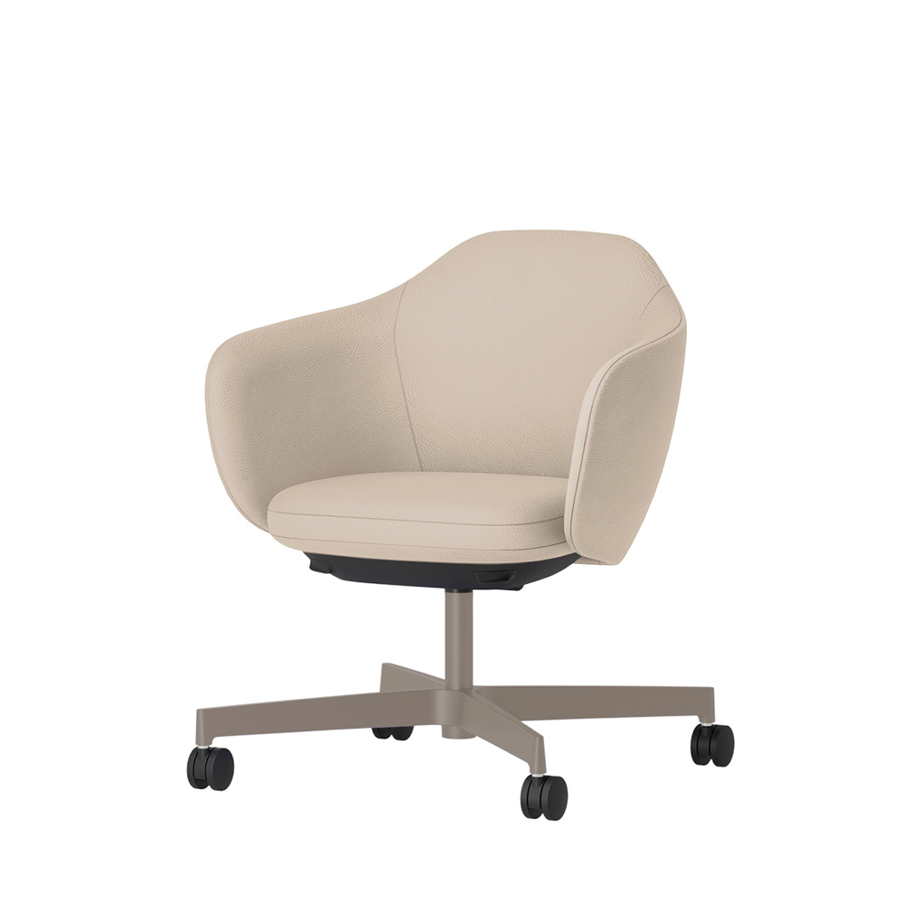 BIWA NST4KF-F527 low-type  (ロータイプ ) 4本昇降脚 KF / Synthetic Leather ( Knoll - Prairie ) ナイロン双輪キャスター [ Leg: F5/ Satin Soft taupe | Seat : 20 / Stone ]