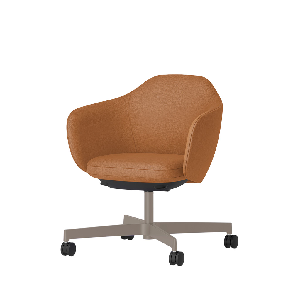 BIWA NST4KF-F515 low-type  (ロータイプ ) 4本昇降脚 KF / Synthetic Leather ( Knoll - Prairie ) ナイロン双輪キャスター [ Leg: F5/ Satin Soft taupe | Seat : 27 / Alley ]