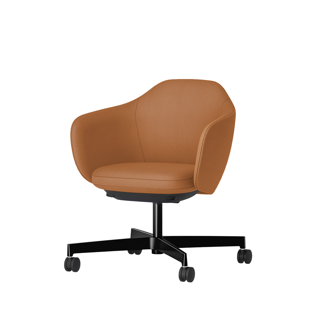BIWA NST4KF-GT115 low-type  (ロータイプ ) 4本昇降脚 KF / Synthetic Leather ( Knoll - Prairie ) ナイロン双輪キャスター [ Leg: GT1/ Gloss Black T | Seat : 27 / Alley ]