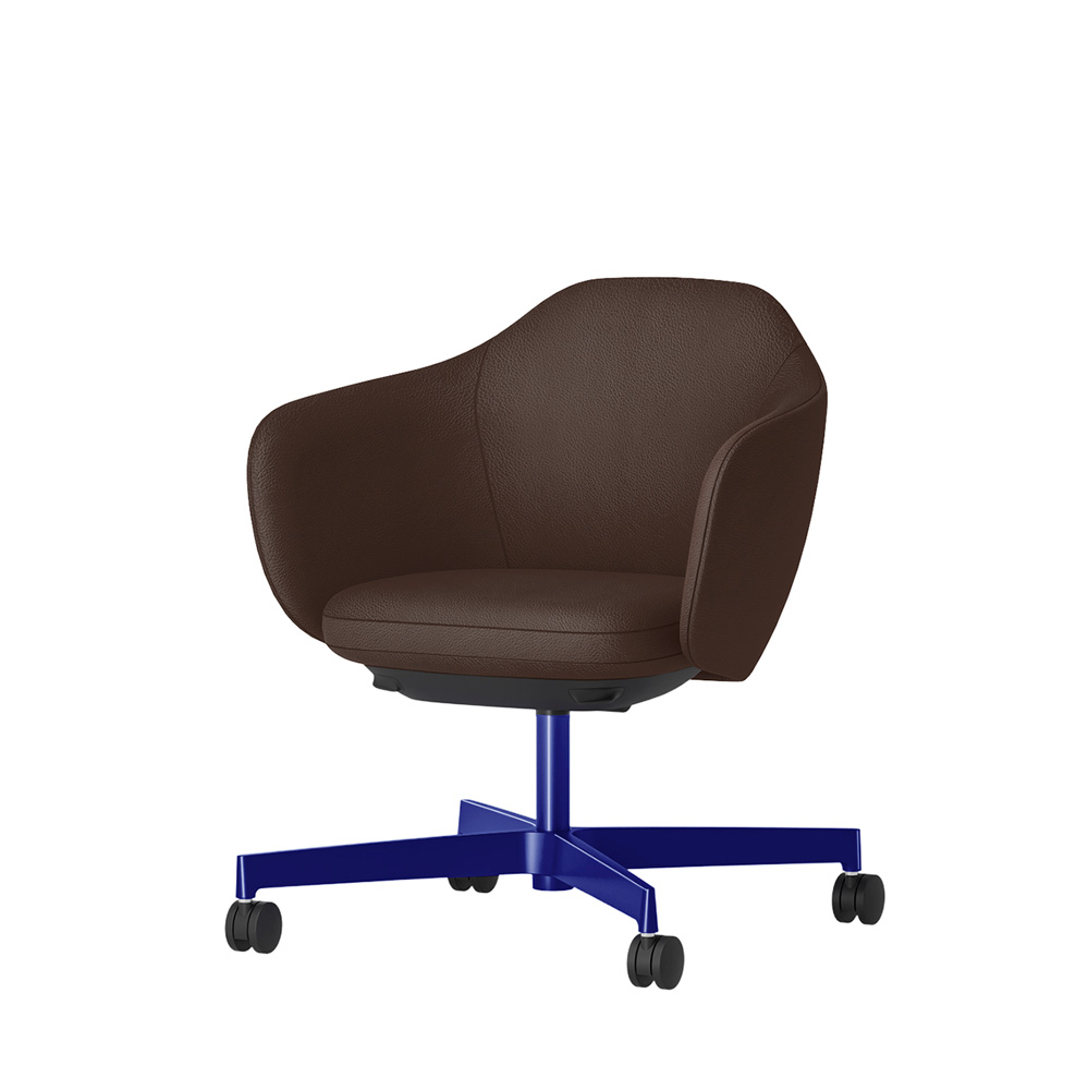 BIWA NST4KF-GV318 low-type  (ロータイプ ) 4本昇降脚 KF / Synthetic Leather ( Knoll - Prairie ) ナイロン双輪キャスター [ Leg: GV3/ Gloss Ultramarine | Seat : 15 / Caribou ]
