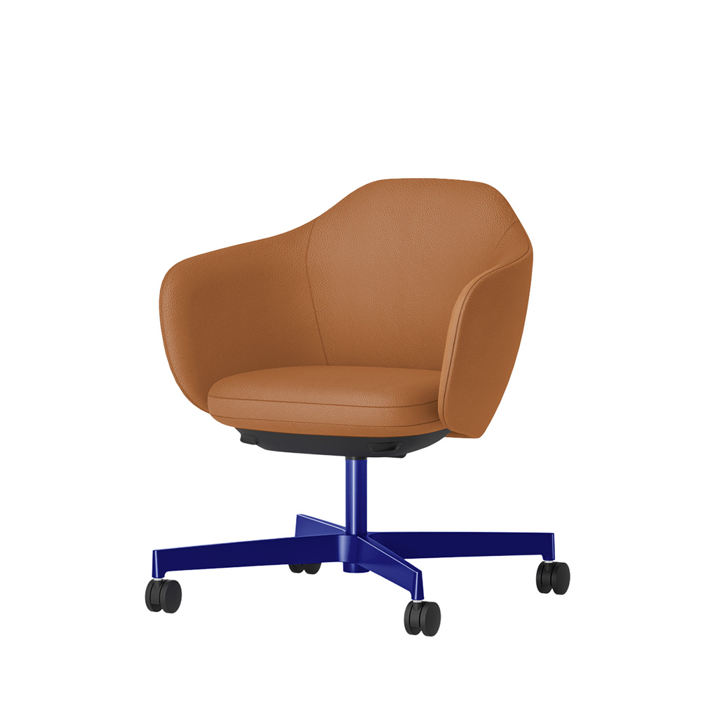 BIWA NST4KF-GV315 low-type  (ロータイプ ) 4本昇降脚 KF / Synthetic Leather ( Knoll - Prairie ) ナイロン双輪キャスター [ Leg: GV3/ Gloss Ultramarine | Seat : 27 / Alley ]