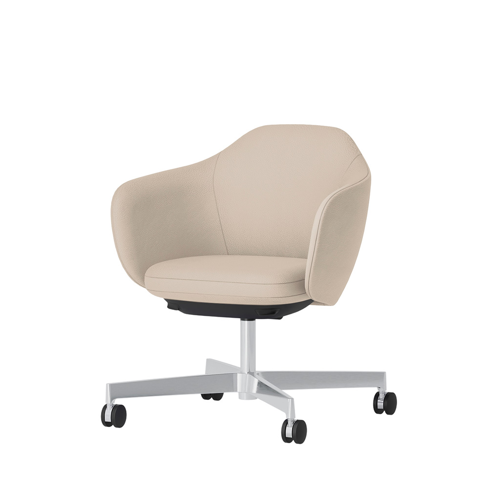 BIWA NST4KF-Z927 low-type  (ロータイプ ) 4本昇降脚 KF / Synthetic Leather ( Knoll - Prairie ) ナイロン双輪キャスター [ Leg: Z9/ Aliminium Mirror | Seat : 20 / Stone ]