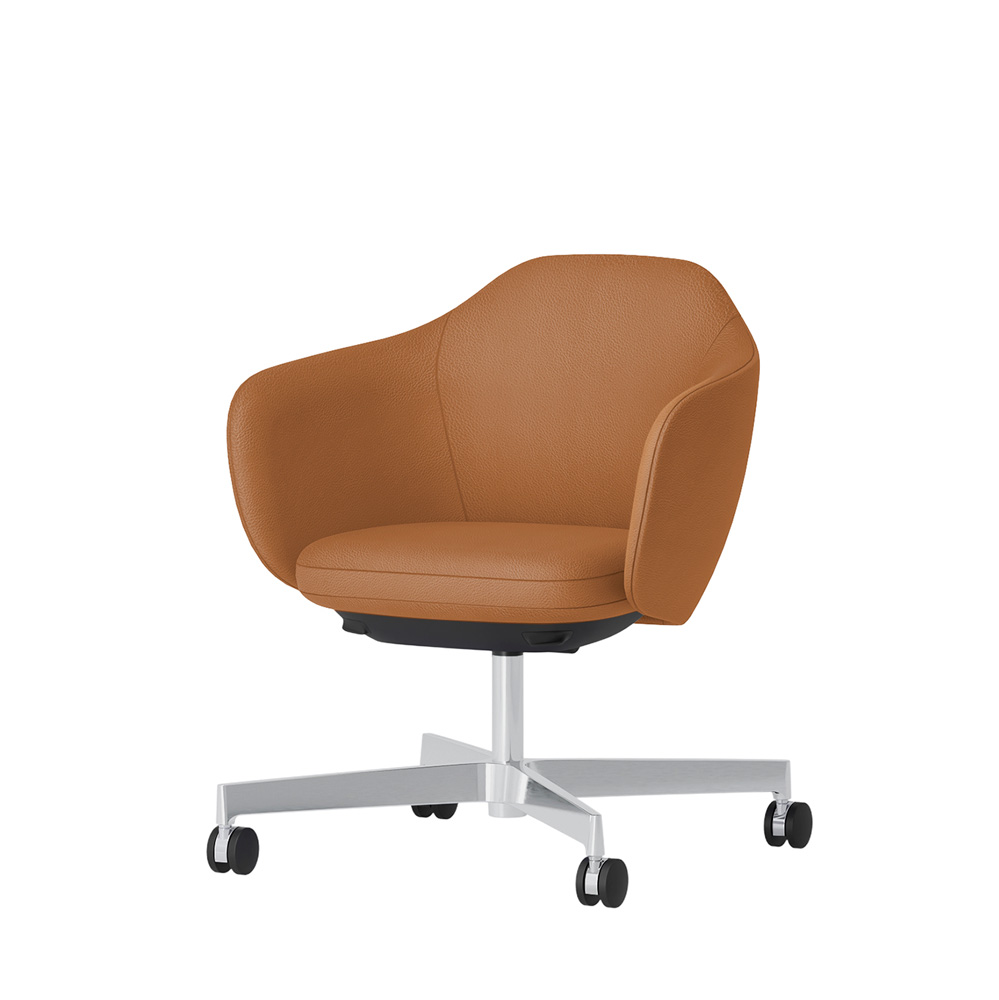BIWA NST4KF-Z915 low-type  (ロータイプ ) 4本昇降脚 KF / Synthetic Leather ( Knoll - Prairie ) ナイロン双輪キャスター [ Leg: Z9/ Aliminium Mirror | Seat : 27 / Alley ]