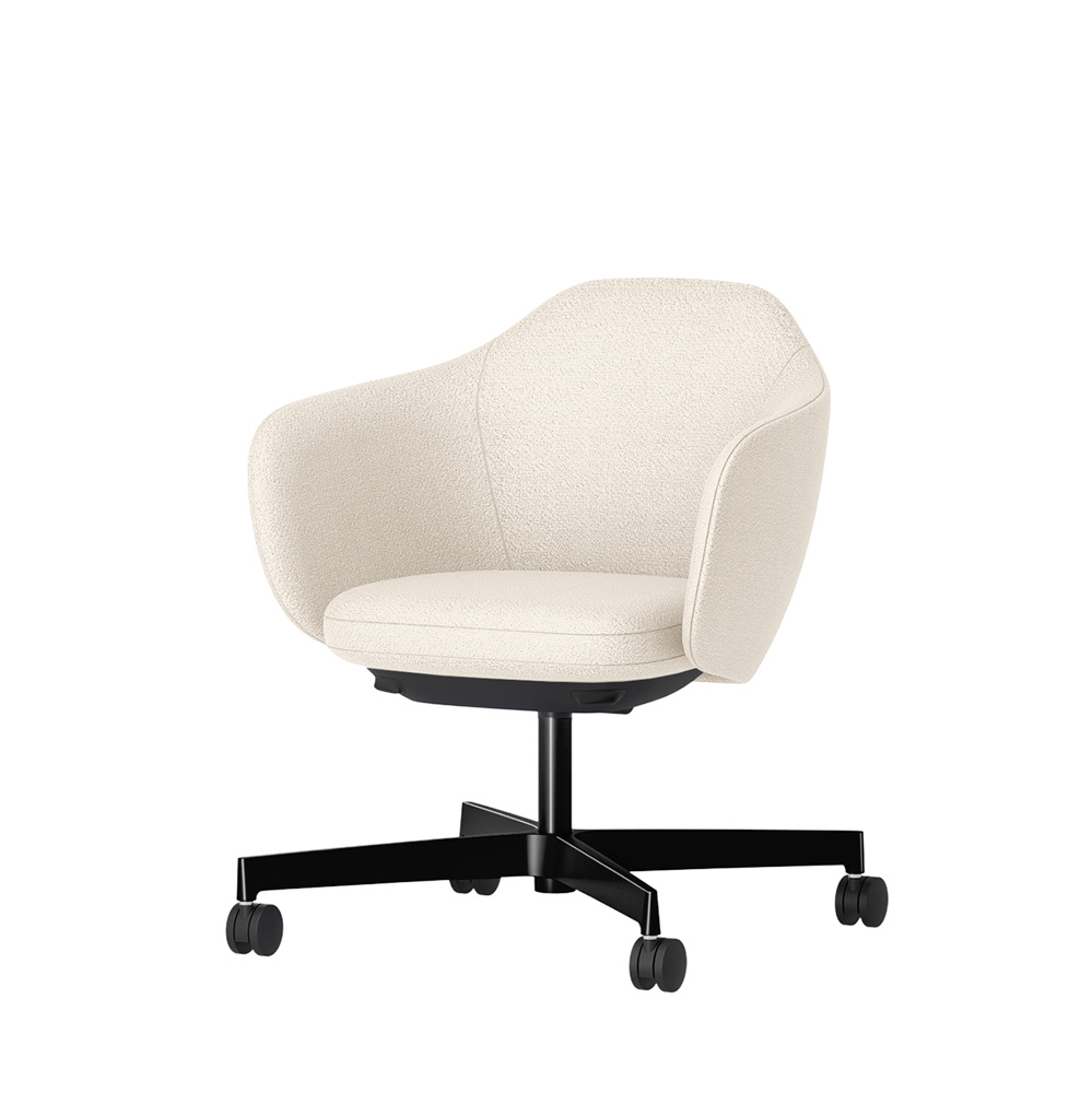 BIWA NST4KE-F527 low-type  (ロータイプ ) 4本昇降脚 TS / Fabric ( Kvadrat - Saxiion ) ナイロン双輪キャスター [ Leg: GT1/ Gloss Black T | Seat : 107 ]